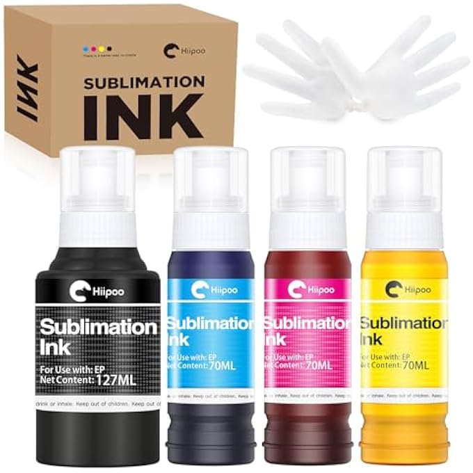 SUBLIMATION INK REFILLED BOTTLES COMPATIBLE FOR ET2400 ET2720 ET2760 ET2750 ET4800 ET-2800 ET-2803 ET-2850 INKJET PRINTERS HEAT PRESS TRANSFER ON MUGS T-SHIRTS - Image 1