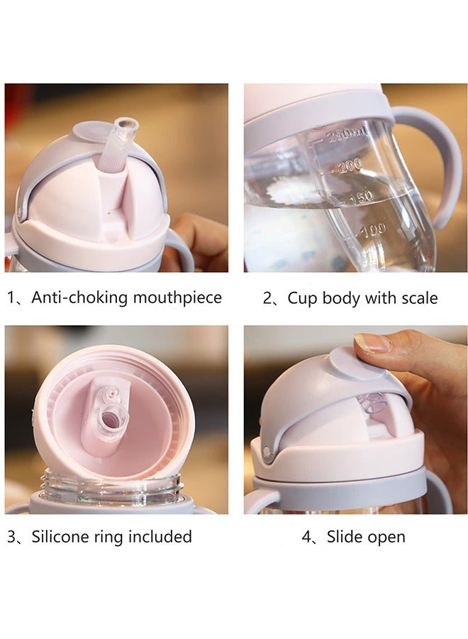 LCAREMOM 2 PCS Baby Sippy Cups for 6 Months +, 250ml Baby Straw Cup with Weighted Straw and Easy Grip Handles, Weighted Straw Non Spill Cup for Toddlers, Kids Water Bottle with Simple Flip Lid, Independent Drinking Toddler Sippy Cup, 360 Degree Spill Proof Toddler Cup - Image 2