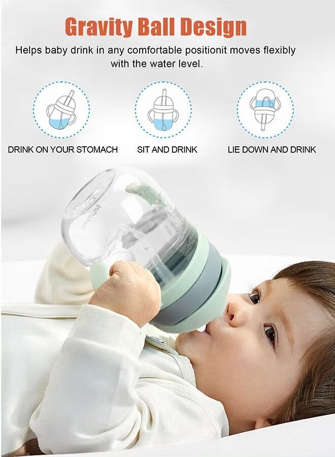 LCAREMOM 2 PCS Baby Sippy Cups for 6 Months +, 250ml Baby Straw Cup with Weighted Straw and Easy Grip Handles, Weighted Straw Non Spill Cup for Toddlers, Kids Water Bottle with Simple Flip Lid, Independent Drinking Toddler Sippy Cup, 360 Degree Spill Proof Toddler Cup - Image 4
