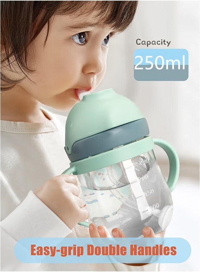 LCAREMOM 2 PCS Baby Sippy Cups for 6 Months +, 250ml Baby Straw Cup with Weighted Straw and Easy Grip Handles, Weighted Straw Non Spill Cup for Toddlers, Kids Water Bottle with Simple Flip Lid, Independent Drinking Toddler Sippy Cup, 360 Degree Spill Proof Toddler Cup - Image 5