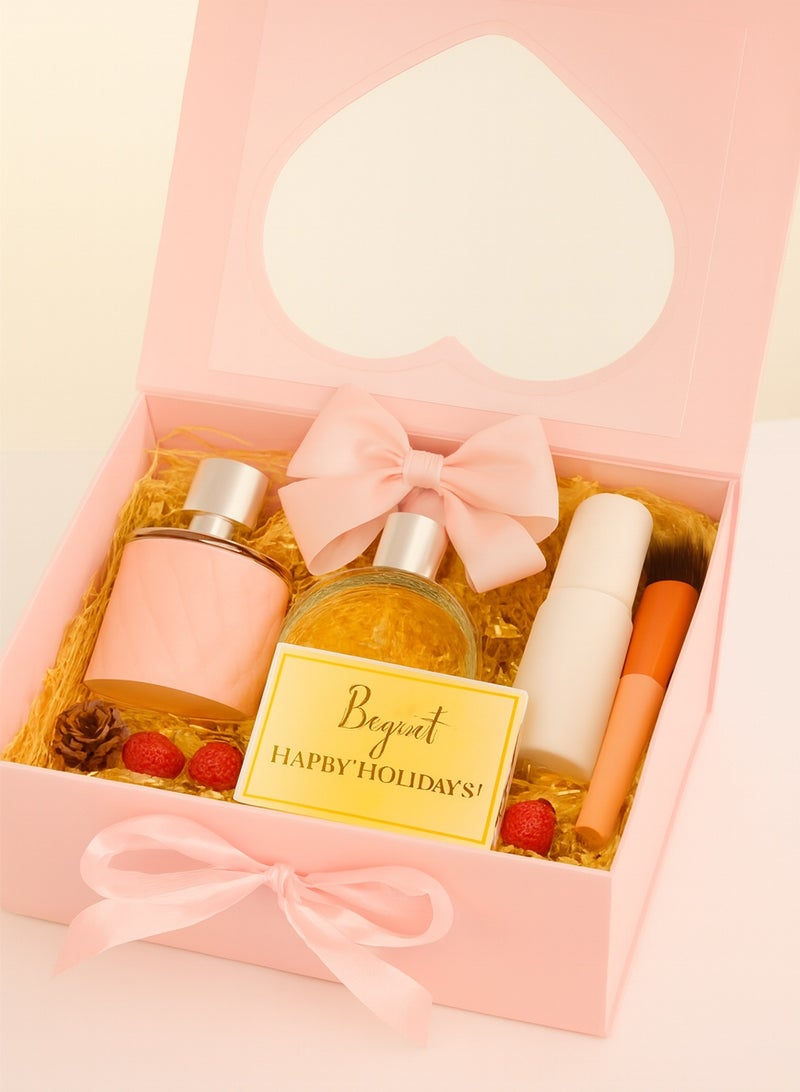 علبة هدايا وردية بنافذة قلب – علبة هدايا مغناطيسية قابلة للطي مع شريط، مثالية لهدايا عيد الحب وأعياد الميلاد والهدايا الرومانسية للزوجة أو الحبيبة - Image 3