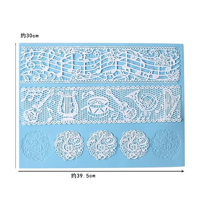 Anyana set of 2 sugar edible cake silicone fondant impression lace mat cake decorating mold gum paste cupcake topper tool icing candy imprint baking moulds sugarcraft music note musical ensemble - Image 4