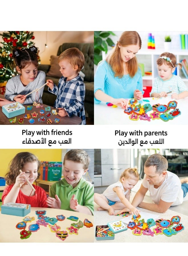 Vixplorn Magnets & Magnetic Toys,Wooden Toy Fishing Game, Games Montessori Children 2 Years Magnetic Fishing Game, Children Wooden Educational Toy, Children's Games for Development - Image 5