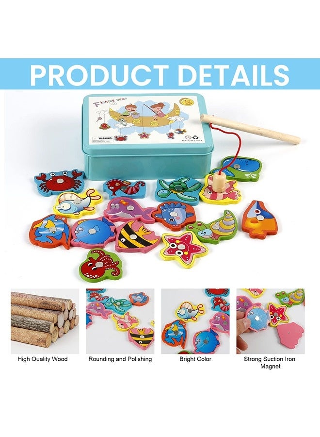 Vixplorn Magnets & Magnetic Toys,Wooden Toy Fishing Game, Games Montessori Children 2 Years Magnetic Fishing Game, Children Wooden Educational Toy, Children's Games for Development - Image 4