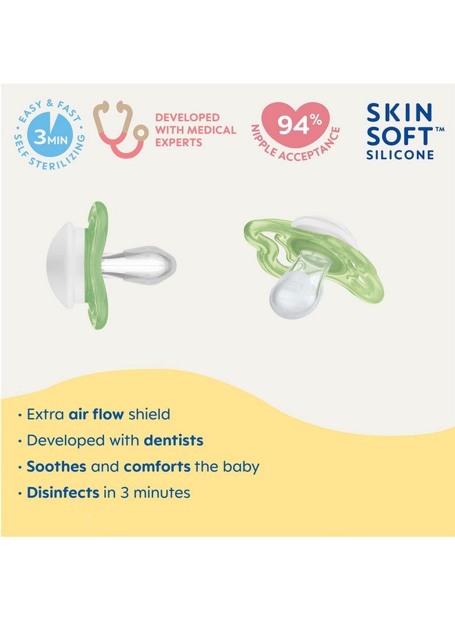 MAM Mini Air Pacifiers, Binky for 0-6 Months, BPA-Free Silicone Nipple, Ideal for Sensitive Skin & Breastfed Newborns, Easy to Clean, Developed with Medical Experts, 2 Count Binkies, Sterilizer Case