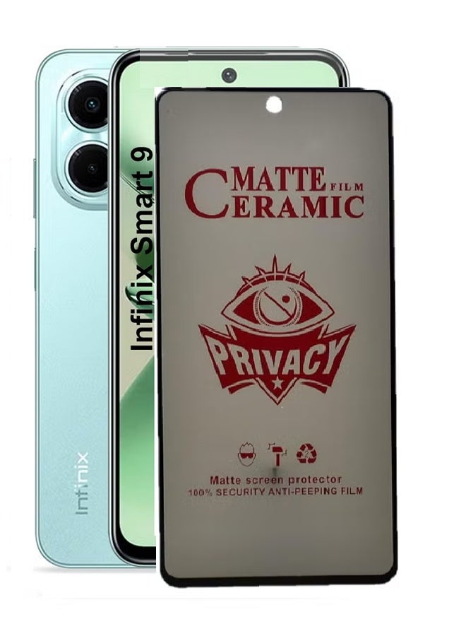 Infinix Smart 9 premium matte ceramic privacy full glue full cover matte flexible screen protector - Image 1