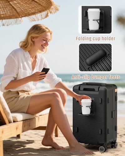 Joyway Luggage Sets 2 Piece, 22 Inch Carry On Luggage and 26 Inch Trunk Checked Luggage with Cup Holder, Lightweight Hardside Suitcase with Pressure-resistant Frame, Shock Absorbing Wheel and TSA Lock - Image 4