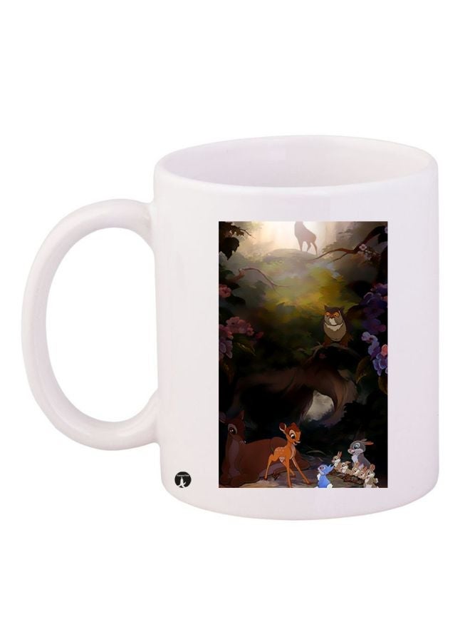 RYN Disney Bambi Printed Coffee Mug White/Brown/Green 11ounce