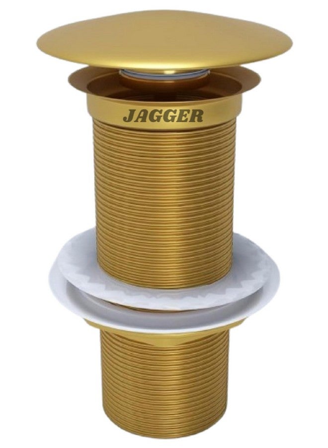JAGGER JAG133 Brass Stainless Steel Wash Basin Waste Popup Sink Coupling with Full Thread Glossy Finish Corrosion Resistant for Home/Office/Bathroom ([ 5" INCH ] Gold, 1) - Image 1