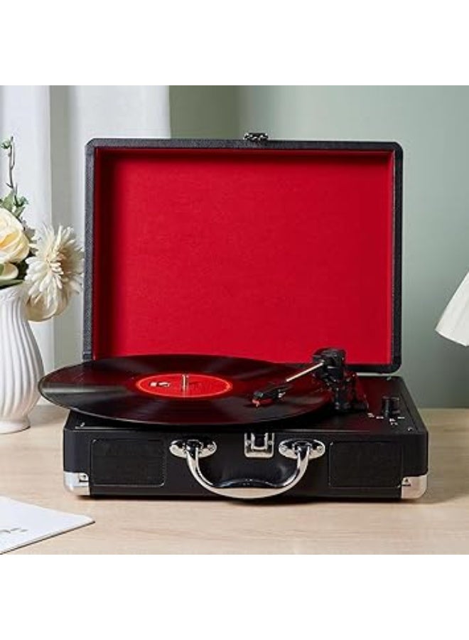 High-Resolution Portable Bluetooth Vinyl Record Player, Classic Turntable with 3-Speed Control and Built-in Speakers, Wireless Bluetooth Playback and Headphone Output, Auto Stop Function, Elegant Design for Home Decoration and Vinyl Listening – Classic Music – Record Player – Built-in Speaker - Image 1