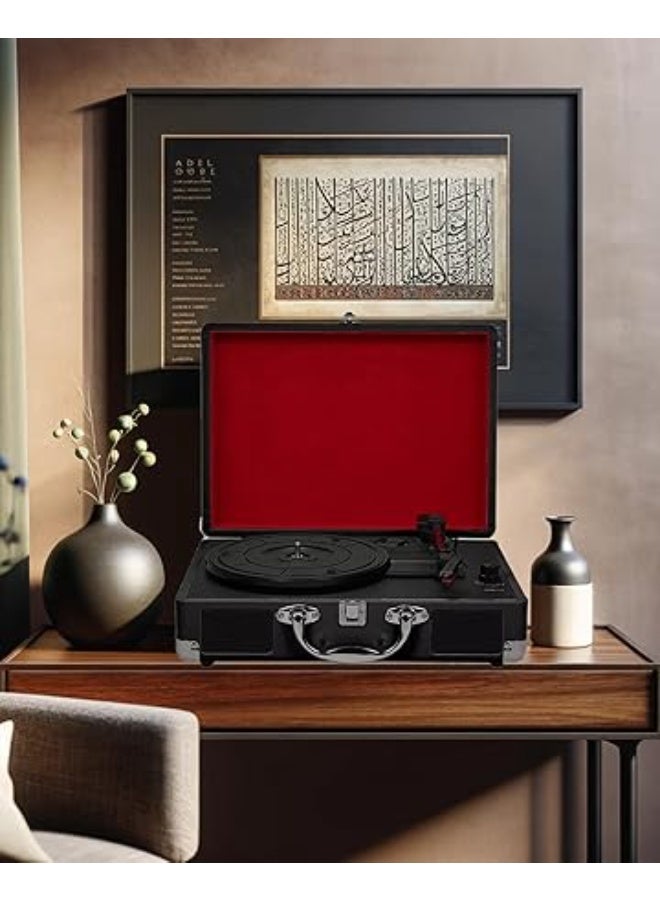 High-Resolution Portable Bluetooth Vinyl Record Player, Classic Turntable with 3-Speed Control and Built-in Speakers, Wireless Bluetooth Playback and Headphone Output, Auto Stop Function, Elegant Design for Home Decoration and Vinyl Listening – Classic Music – Record Player – Built-in Speaker - Image 2