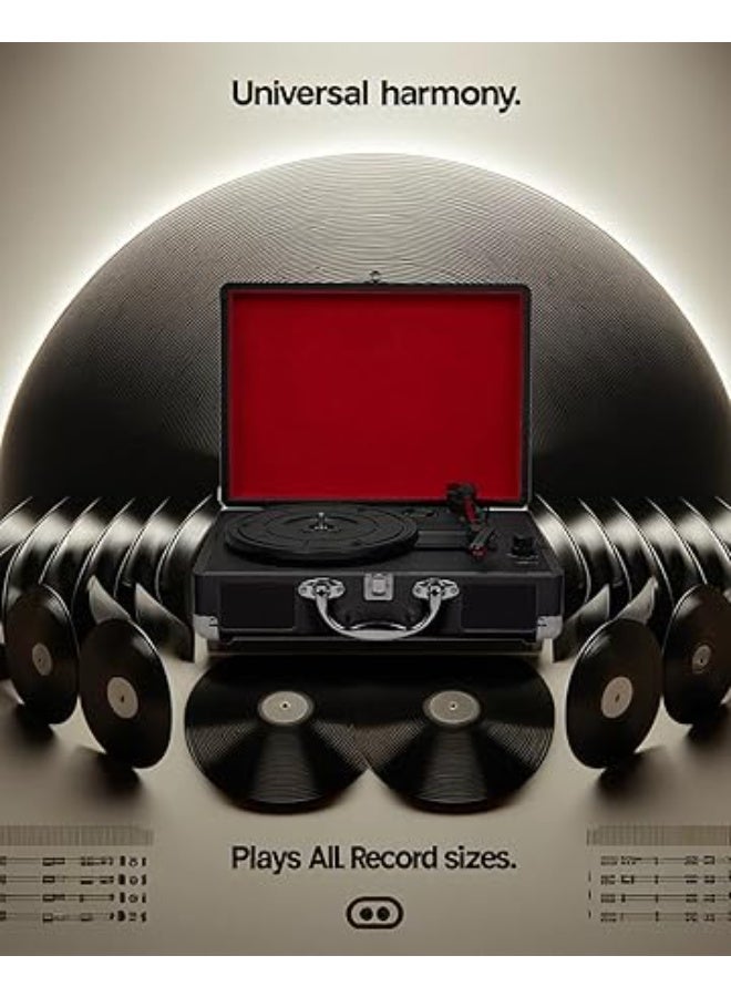 High-Resolution Portable Bluetooth Vinyl Record Player, Classic Turntable with 3-Speed Control and Built-in Speakers, Wireless Bluetooth Playback and Headphone Output, Auto Stop Function, Elegant Design for Home Decoration and Vinyl Listening – Classic Music – Record Player – Built-in Speaker - Image 3