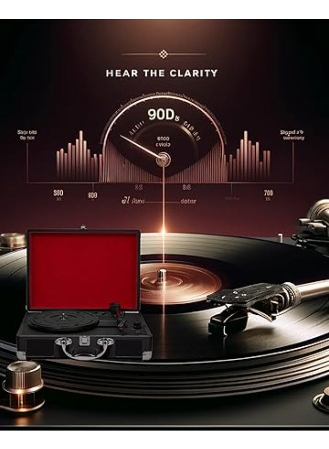 High-Resolution Portable Bluetooth Vinyl Record Player, Classic Turntable with 3-Speed Control and Built-in Speakers, Wireless Bluetooth Playback and Headphone Output, Auto Stop Function, Elegant Design for Home Decoration and Vinyl Listening – Classic Music – Record Player – Built-in Speaker - Image 4