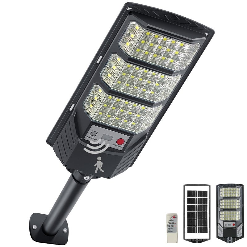 YACAISI Solar Street Lights Outdoor, 8500K Solar Outside Light, LED Dusk to Dawn Flood Waterproof Lighting with Motion Sensor and Remote Control Security Lights for Parking Yard Path (1PACK)  - Image 1