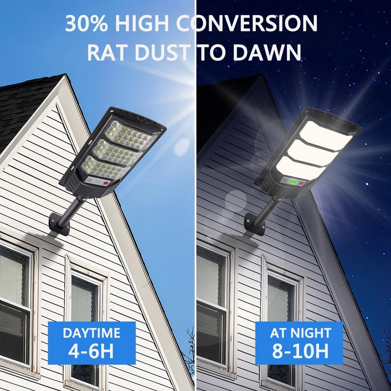 YACAISI Solar Street Lights Outdoor, 8500K Solar Outside Light, LED Dusk to Dawn Flood Waterproof Lighting with Motion Sensor and Remote Control Security Lights for Parking Yard Path (1PACK)  - Image 2