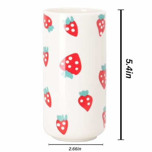 Tnstbiee Cute Ceramic Strawberry Vase - Unique Centerpieces for Tables - Funky Flower and Fruit Decorative - Colorful Girly Home Decor - Aesthetic Modern Design for Summer Decoration - Image 2