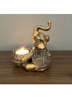 Taşdevri Life Tasdevri Life 2 Piece Decorative Elephant Candle Holder Tealight Candle Holder Gold Gilded  - Image 3