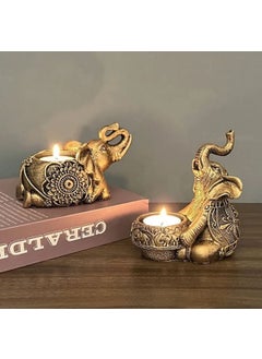 Taşdevri Life Tasdevri Life 2 Piece Decorative Elephant Candle Holder Tealight Candle Holder Gold Gilded  - Image 1