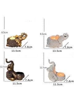 Taşdevri Life Tasdevri Life 2 Piece Decorative Elephant Candle Holder Tealight Candle Holder Gold Gilded  - Image 2