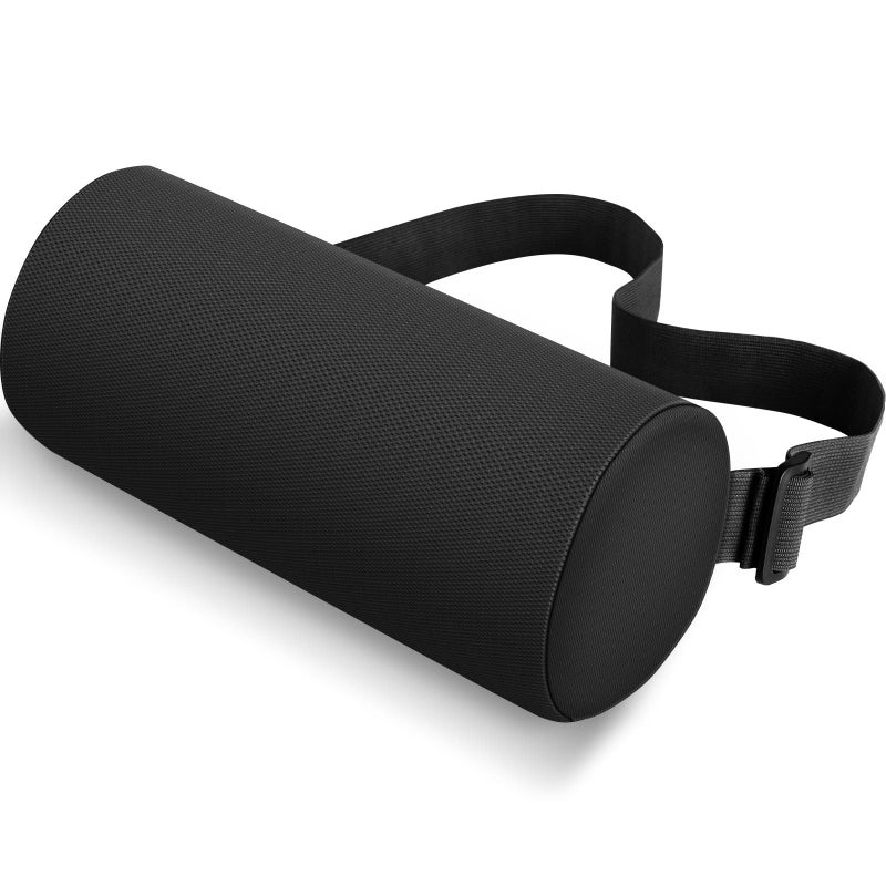 CushZone Lumbar Roll Support Pillow for Office Chair, Car, Gaming Chair, Memory Foam Back Cushion with Washable Cover for Relieving Back Pain & Improving Posture,Black - Image 1