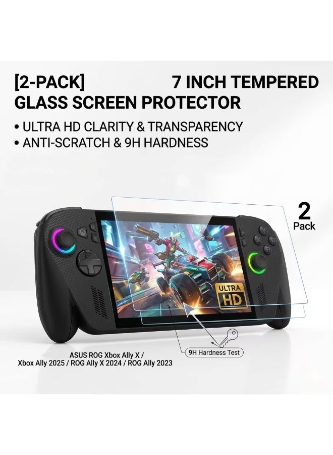 2-Pack Tempered Glass Screen Protector, High Definition Clear, Anti-Scratch, Anti-Fingerprint, for ASUS ROG Xbox Ally X / Xbox Ally 2025 / ROG Ally X 2024 / ROG Ally 2023 7 inch"