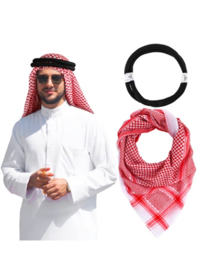 Arab Headscarf Wrap With Aqel Rope Keffiyeh Middle East Desert Scarf Neck Face Headwear Arabian Versatile Headwear Neck Cover and Face Wrap for Woman Man - Image 1