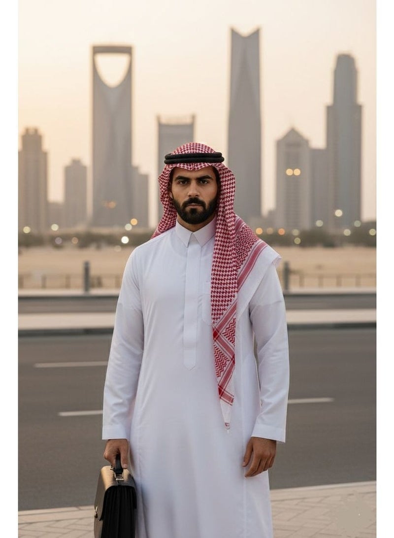 Arab Headscarf Wrap With Aqel Rope Keffiyeh Middle East Desert Scarf Neck Face Headwear Arabian Versatile Headwear Neck Cover and Face Wrap for Men - Image 3