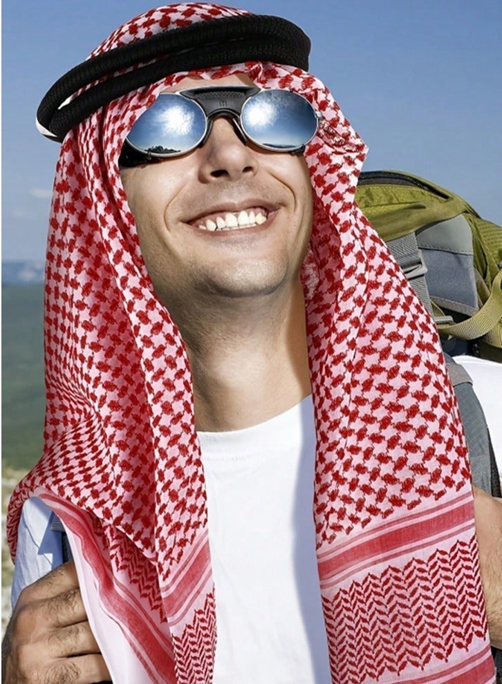 Arab Headscarf Wrap With Aqel Rope Keffiyeh Middle East Desert Scarf Neck Face Headwear Arabian Versatile Headwear Neck Cover and Face Wrap for Men - Image 5
