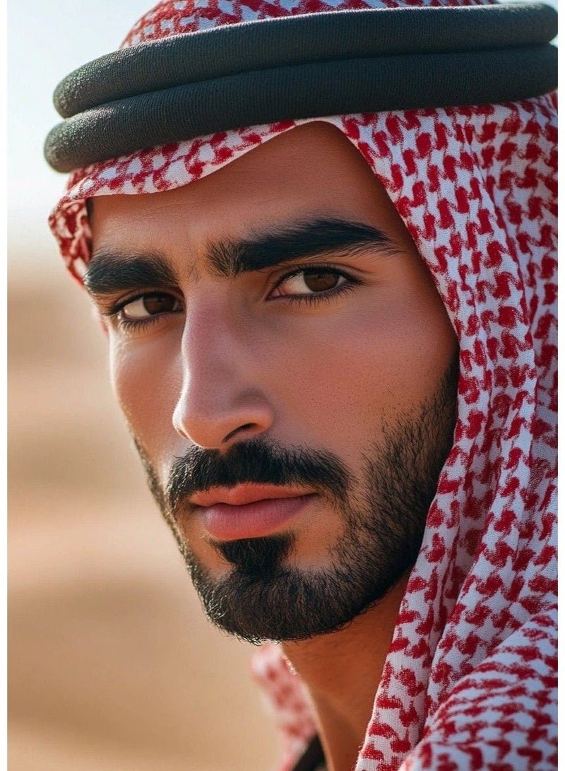 Arab Headscarf Wrap With Aqel Rope Keffiyeh Middle East Desert Scarf Neck Face Headwear Arabian Versatile Headwear Neck Cover and Face Wrap for Men - Image 4