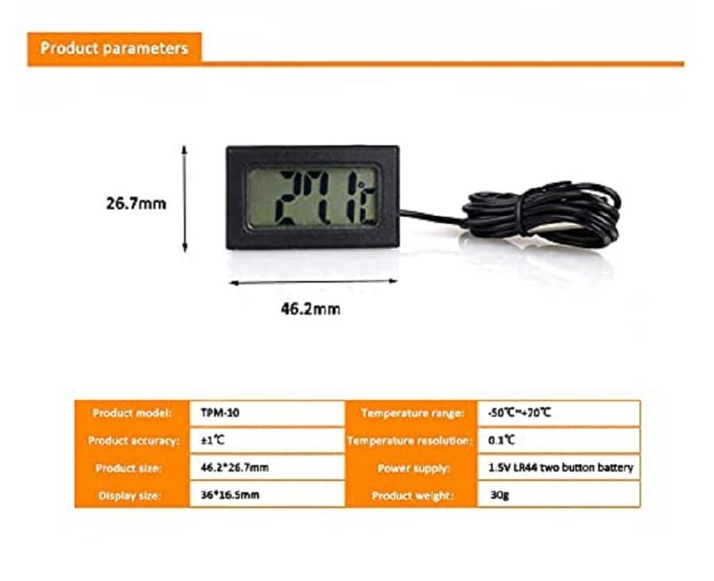 Sakrai TPM-10 LCD Digital Thermometer with Probe Sensor – Indoor Outdoor Temperature Meter, Mini Display, Accurate Temperature Gauge for Fridge, Freezer, Aquarium, Home & Lab - Image 4
