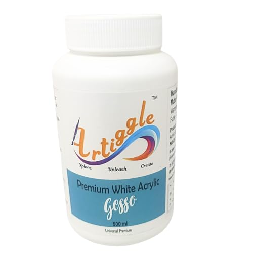 Artiggle Premium Acrylic White Gesso 500ml | Canvas Primer for Acrylic Painting | Professional Surface Preparation Base Coat | Non-Cracking Rich Pigment for Canvas Wood Leather Metal | Art Supplies for Artists Beginners DIY Projects | Best Painting Primer | Best Gift for Artists - Image 5