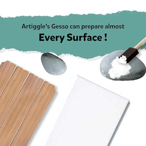 Artiggle Premium Acrylic White Gesso 500ml | Canvas Primer for Acrylic Painting | Professional Surface Preparation Base Coat | Non-Cracking Rich Pigment for Canvas Wood Leather Metal | Art Supplies for Artists Beginners DIY Projects | Best Painting Primer | Best Gift for Artists - Image 4