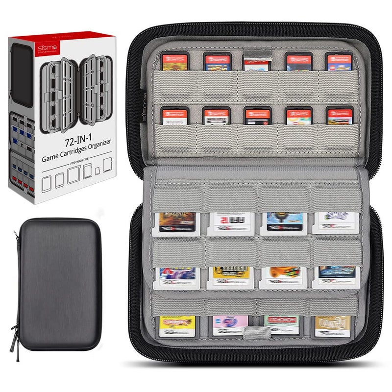 sisma 72 Game Case Compatible with Nintendo Game Cartridges Fits 40 Switch Games & 32 DS 3DS Games, Game Card Holders Organizer Storage Bag - Image 1