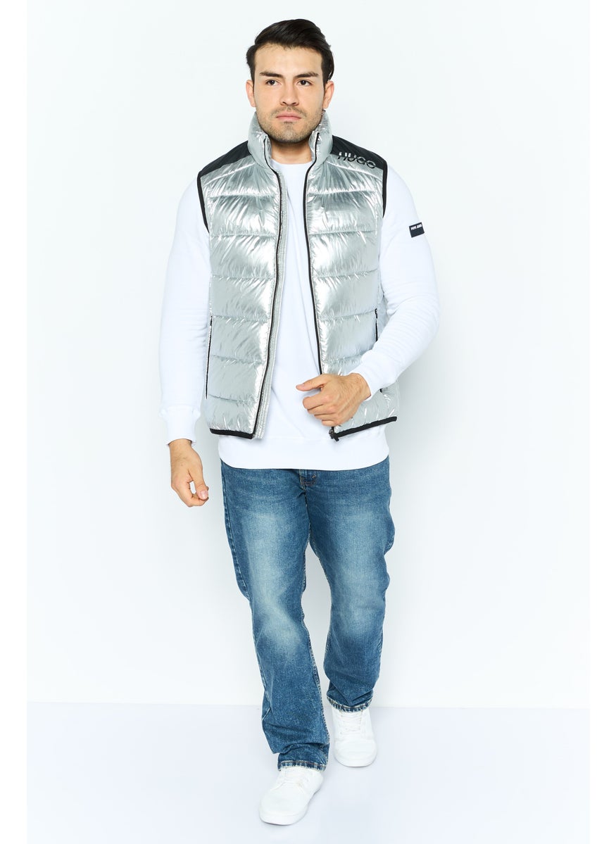 Men Mock Neck Brand Logo Puffer Vest Jacket, Silver - pzsku/Z3A815F91693116FDA995Z/45/_/1737642985/ae8720b4-ec4d-4560-aec6-f0816d48a2d8