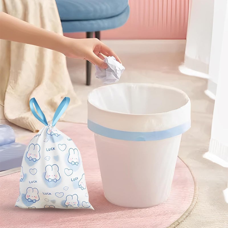 KASTWAVE 100 Count Drawstring Trash Bags, Thickened Garbage Can Liners with Cartoon Pattern, Unscented Kitchen, Bathroom, Office Waste Bag, Leak Resistant & Odor Control, 19.7" x 17.7", Blue - Image 2