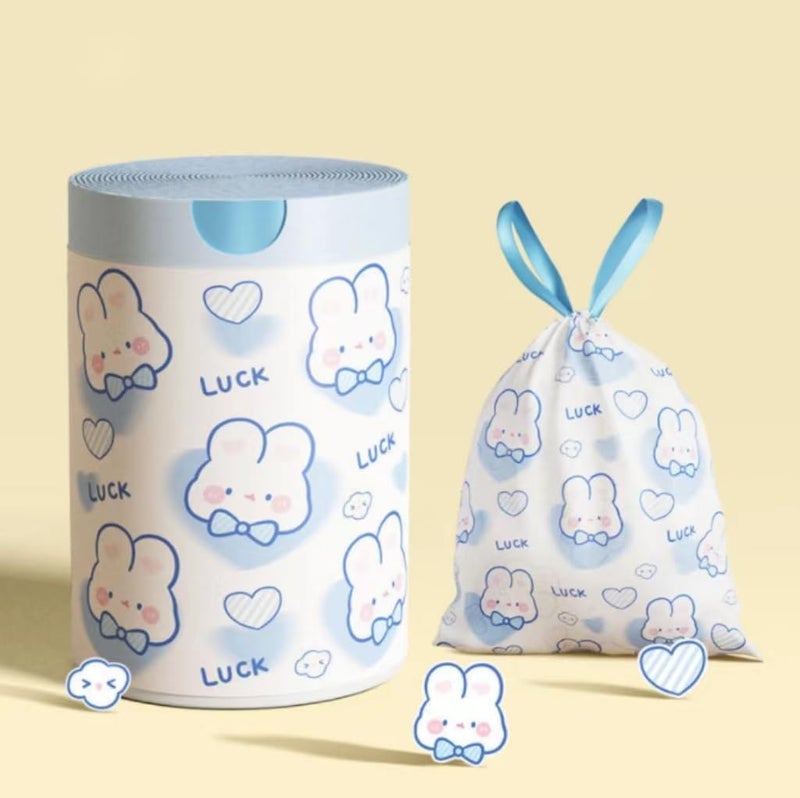 KASTWAVE 100 Count Drawstring Trash Bags, Thickened Garbage Can Liners with Cartoon Pattern, Unscented Kitchen, Bathroom, Office Waste Bag, Leak Resistant & Odor Control, 19.7" x 17.7", Blue - Image 1