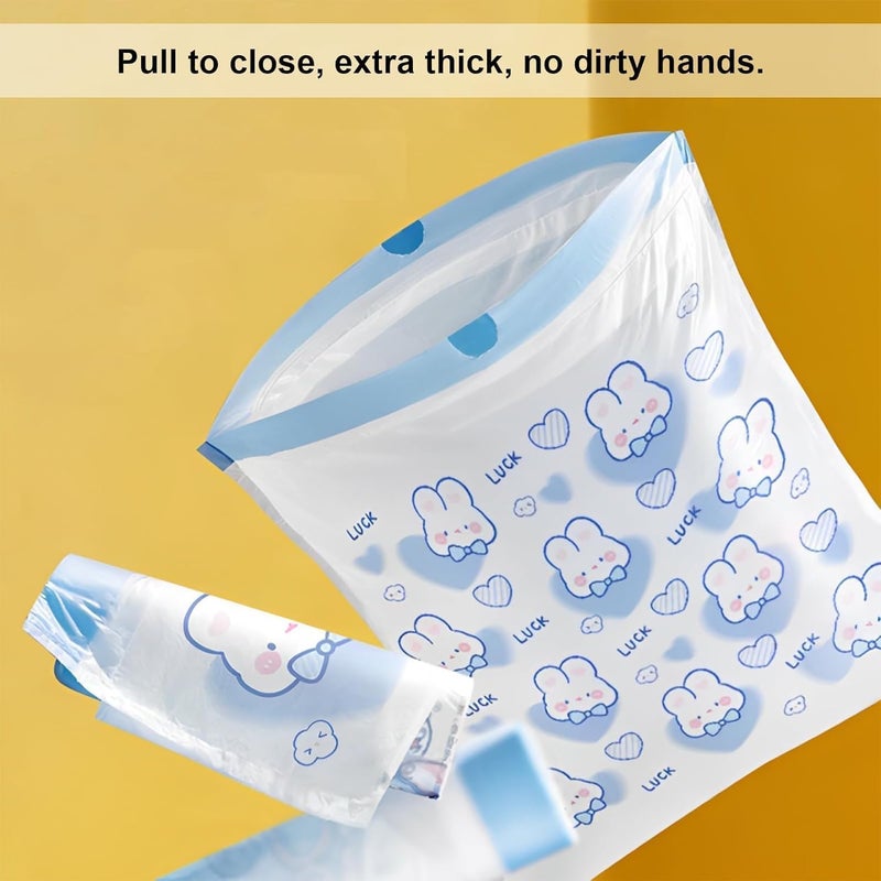 KASTWAVE 100 Count Drawstring Trash Bags, Thickened Garbage Can Liners with Cartoon Pattern, Unscented Kitchen, Bathroom, Office Waste Bag, Leak Resistant & Odor Control, 19.7" x 17.7", Blue - Image 5