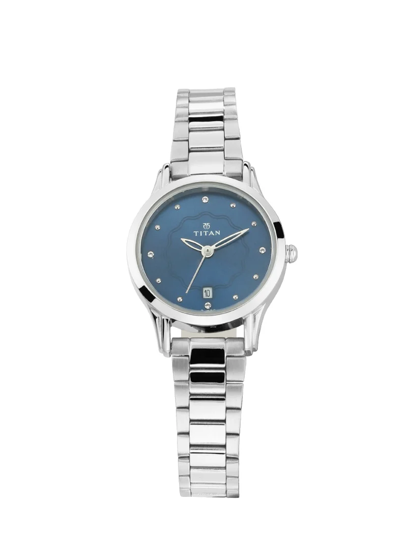 تيتان Titan Quartz Analog with Date Blue Dial Metal Strap Watch for Women