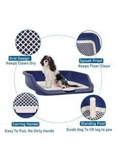 MAJIBAO Flat Dog Toilet Seat With Column & Grid Format Enclosure Dog Training Tray,Keep Paws and Floors Clean,Dog litter tray,Washable Easy To Clean (Blue Color)  - Image 4
