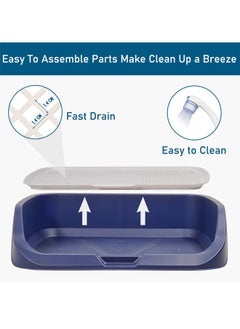 MAJIBAO Flat Dog Toilet Seat With Column & Grid Format Enclosure Dog Training Tray,Keep Paws and Floors Clean,Dog litter tray,Washable Easy To Clean (Blue Color)  - Image 5