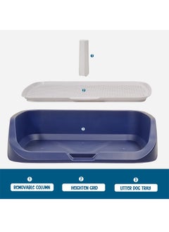 MAJIBAO Flat Dog Toilet Seat With Column & Grid Format Enclosure Dog Training Tray,Keep Paws and Floors Clean,Dog litter tray,Washable Easy To Clean (Blue Color)  - Image 3