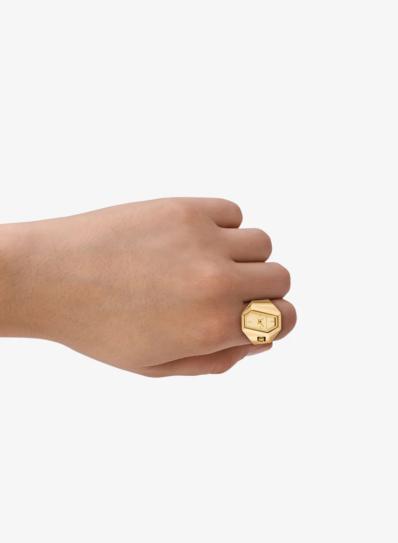 مايكل كورس Gold-Plated Metal Bracelet Analog Ring Watch