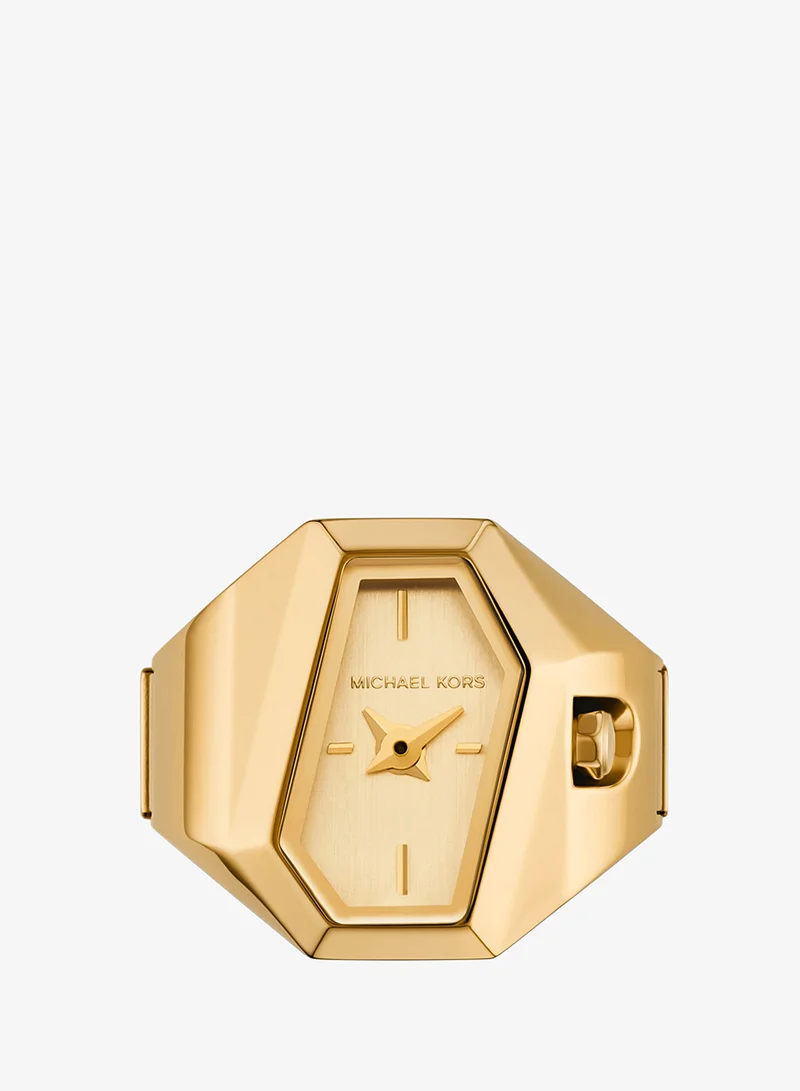 مايكل كورس Gold-Plated Metal Bracelet Analog Ring Watch