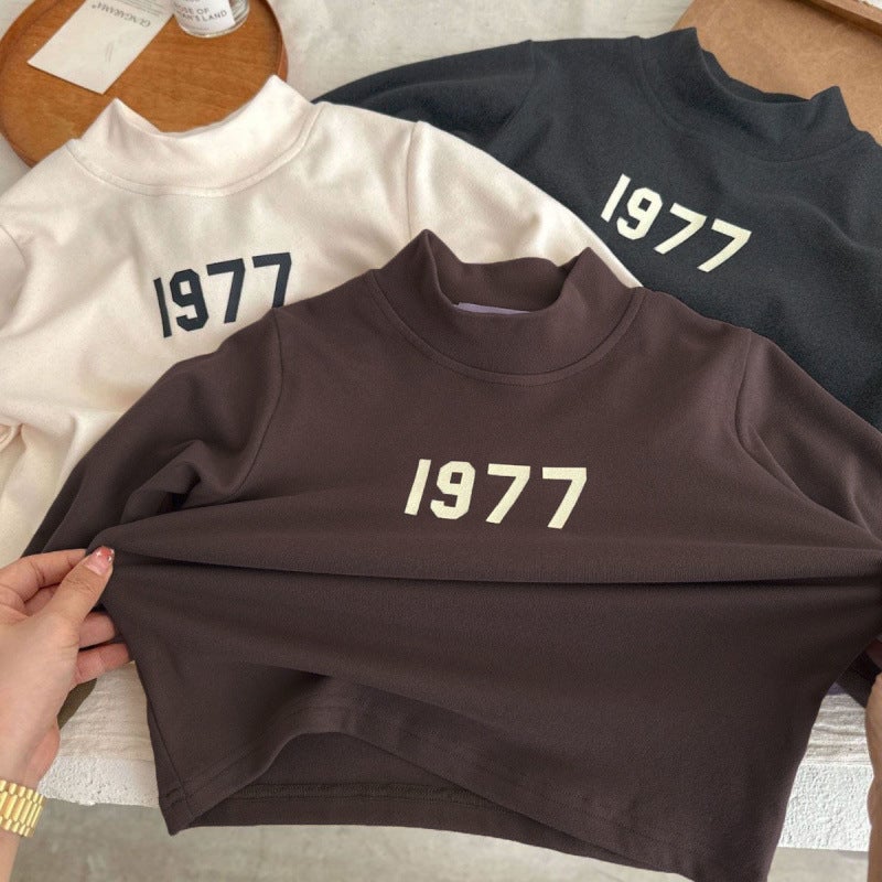 Children'S Semi-High Collar Inner Base Shirt De Velvet Versatile Baby Coat One-Piece Velvet Handsome Men And Women T - Image 3