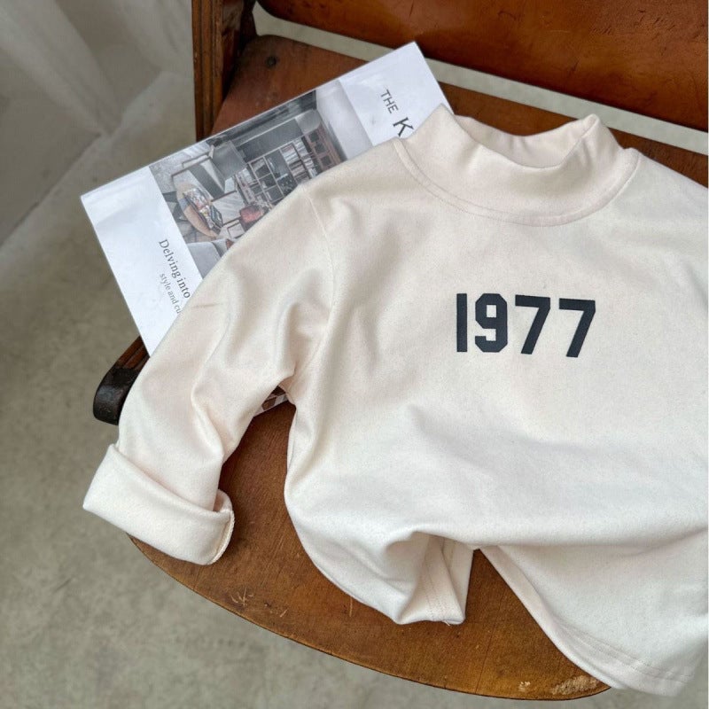 Children'S Semi-High Collar Inner Base Shirt De Velvet Versatile Baby Coat One-Piece Velvet Handsome Men And Women T - Image 1