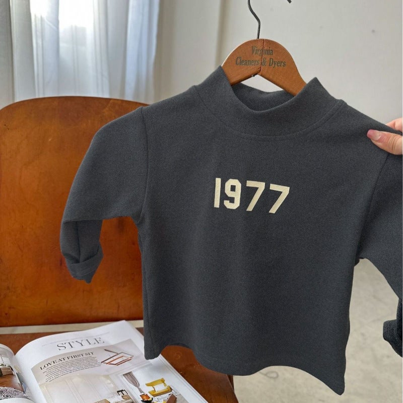 Children'S Semi-High Collar Inner Base Shirt De Velvet Versatile Baby Coat One-Piece Velvet Handsome Men And Women T - Image 5