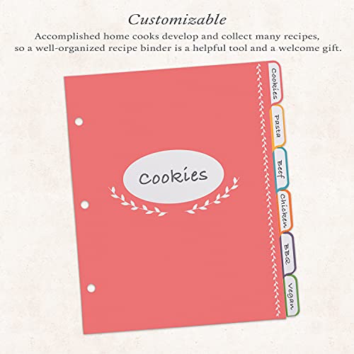 Jot  Mark Jot & Mark Blank Recipe Binder Dividers with Tabs - Six Customizable Organizer Dividers for 8.5"x9.5" 3-Ring Binders (Rainbow) - Recipe Book with Tabs - Image 3