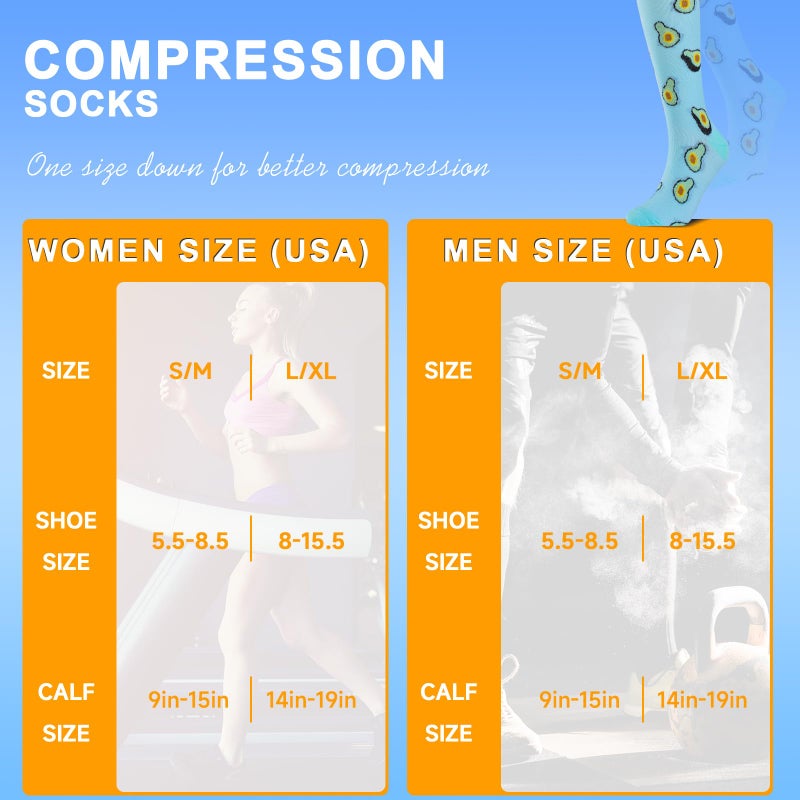 cerpite Compression Socks for Women & Men 6 Pairs Knee High Compression Socks 20-30 mmhg Best for Running,Nurse,Travel - Image 4