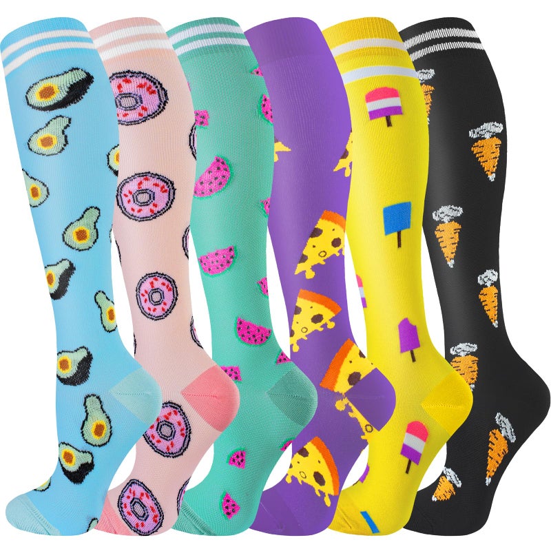 cerpite Compression Socks for Women & Men 6 Pairs Knee High Compression Socks 20-30 mmhg Best for Running,Nurse,Travel - Image 1