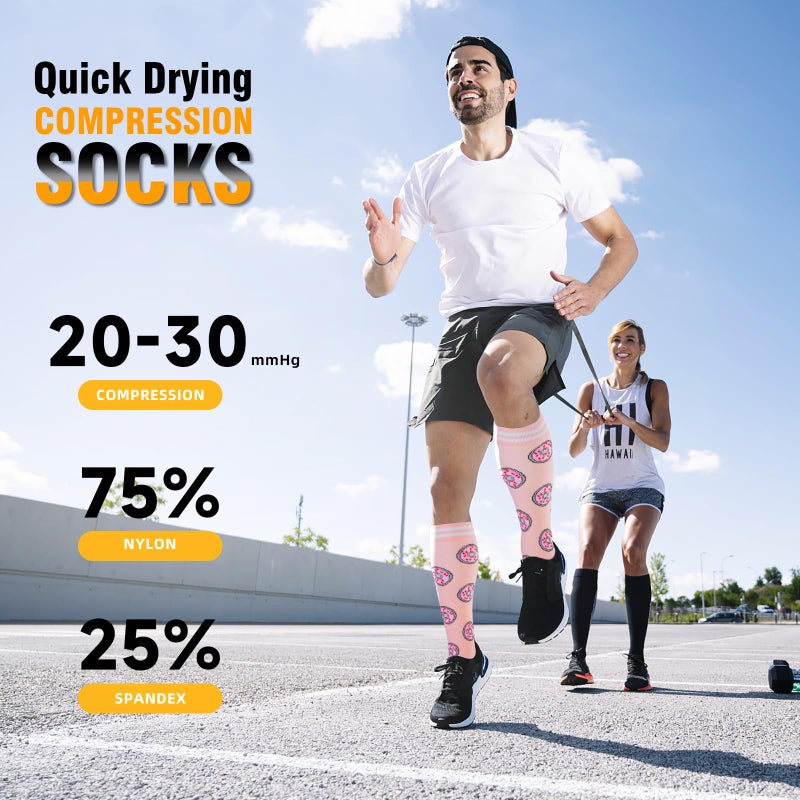cerpite Compression Socks for Women & Men 6 Pairs Knee High Compression Socks 20-30 mmhg Best for Running,Nurse,Travel - Image 3
